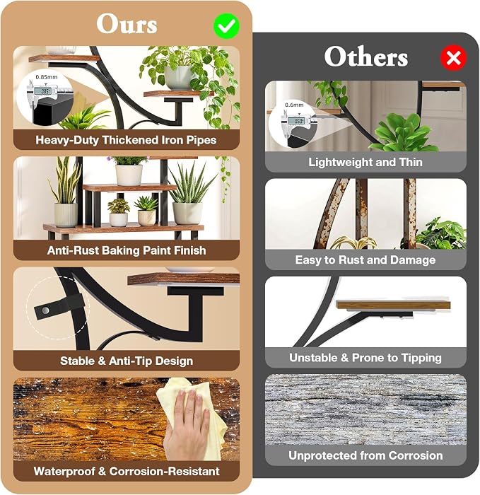 Plant Stand Indoor with 4 Grow Lights & 3 Colors, 8 Tiered Corner Plant Shelf - Image 5