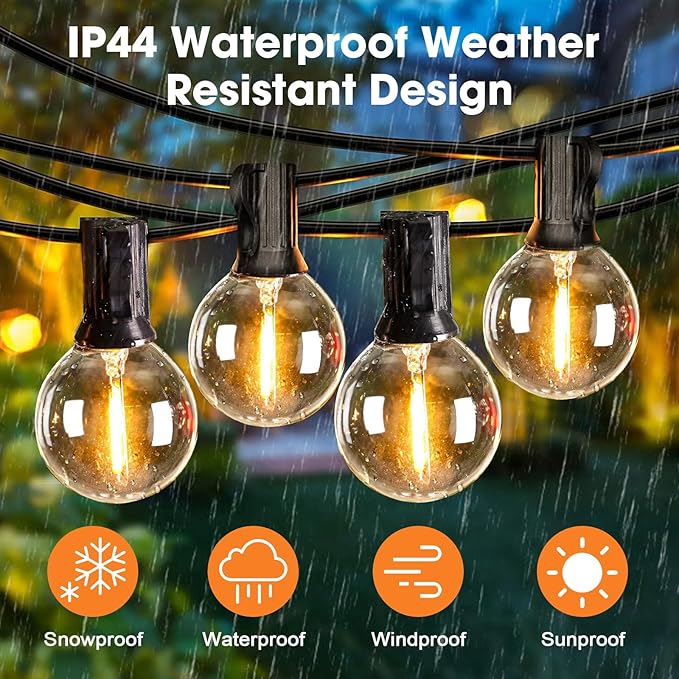 LED Edison Bulbs, 50 Pack G40 E12 Dimmable Clear Globe