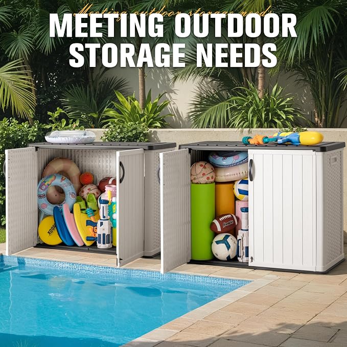 Storage Shed 27 Cu Ft Horizontal Resin Outdoor, White