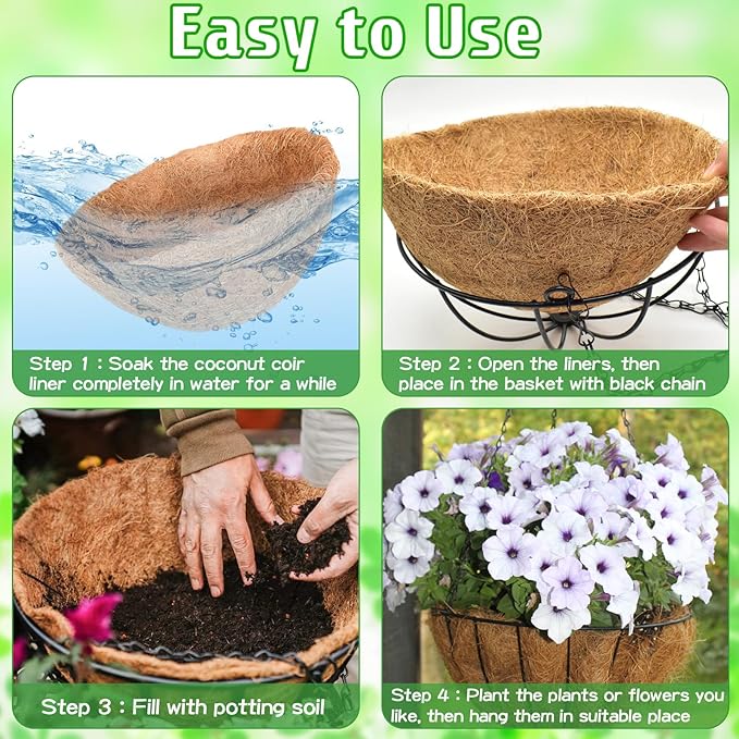 ZeeDix 6 Pack 10 Inch Metal Round Hanging Planter Basket - Image 3