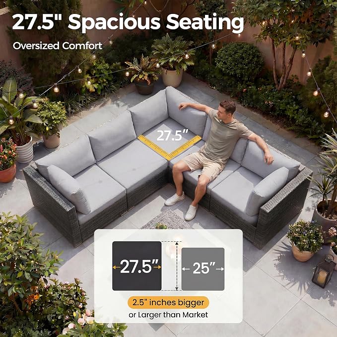 NICESOUL 13 Piece Outdoor Wicker Patio Furniture - Image 5
