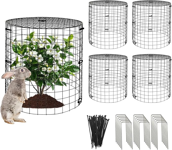 Plant Cages Supports 5 Sets Black Vinyl Coated Wire Garden Protectors