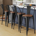 Alunaune 26" Swivel Metal Bar Stools Set of 4 High Back Counter Height by HomeFurniture