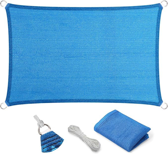 Eden's Decor Straight Flat-Edged Sun Shade Sail Rectangular 6' x 19' Blue by EdensDecorInc