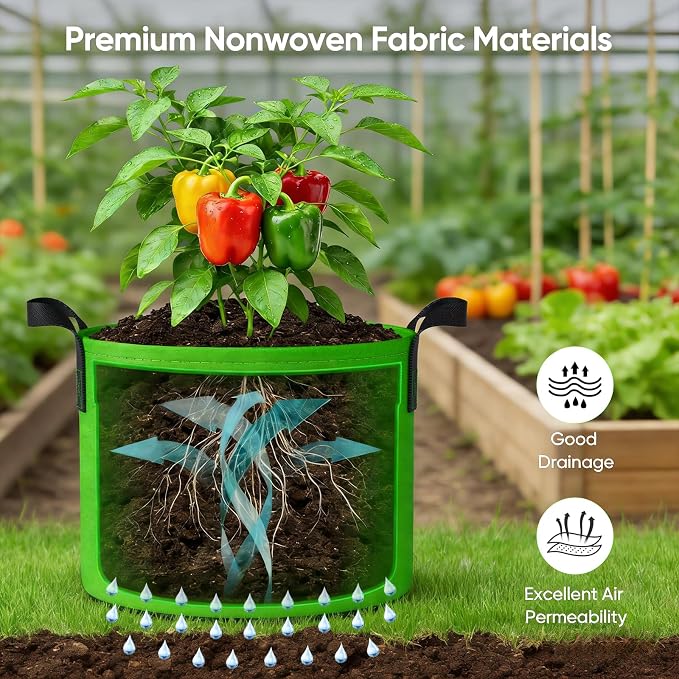 15 Gallon Potato Grow Bags: Set of 5 Colorful Gardening Supplies Fabric Pots - Image 5