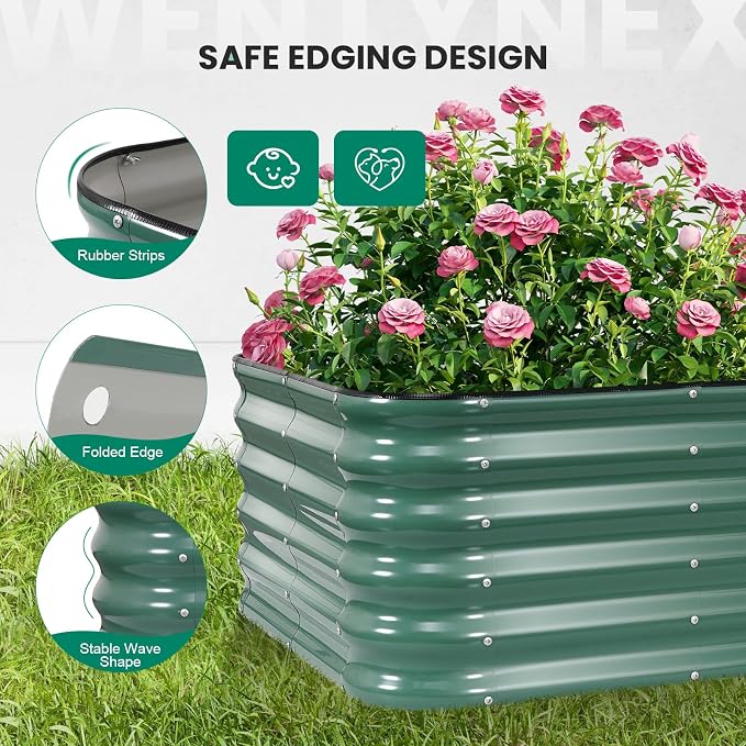 8×3×1.4FT Galvanized Raised Garden Bed Outdoor, Metal Raised Garden Bed Kit - Image 3