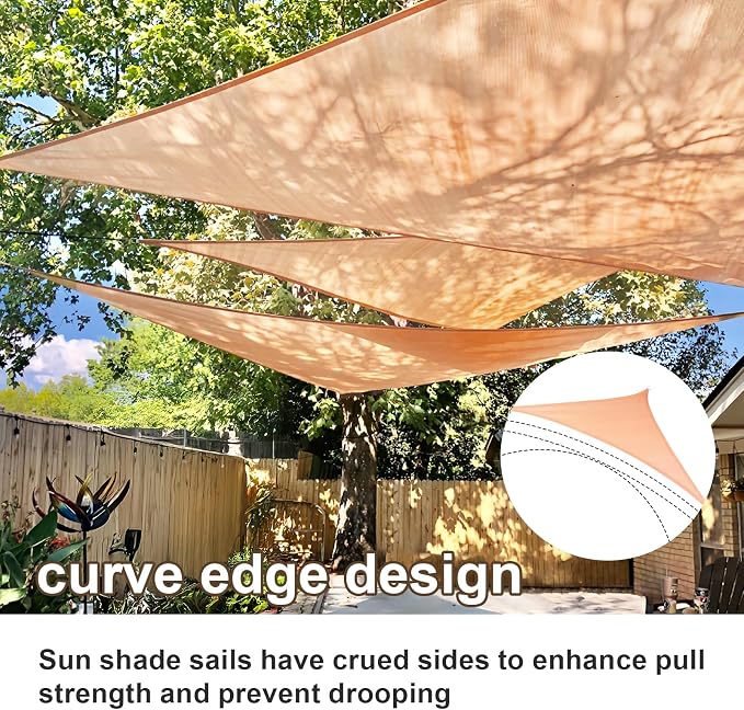 SUNLAX Sun Shade Sail 12' x 14' x 18.4' Peach Fuzz Rectangle Canopy Sail Shade - Image 2