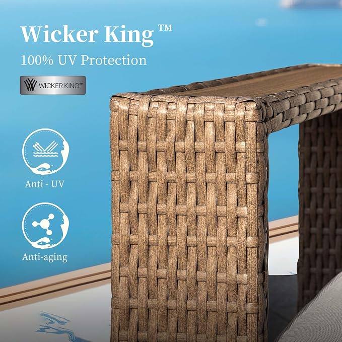 6 Pieces Patio Furniture Set, Outdoor Rattan Wicker Sectional Sofa - Image 2