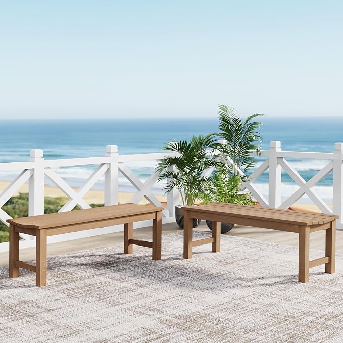Outdoor Bench, 2-Person Patio Backless Bench Holds up to 800lbs, Weatherproof - Image 8