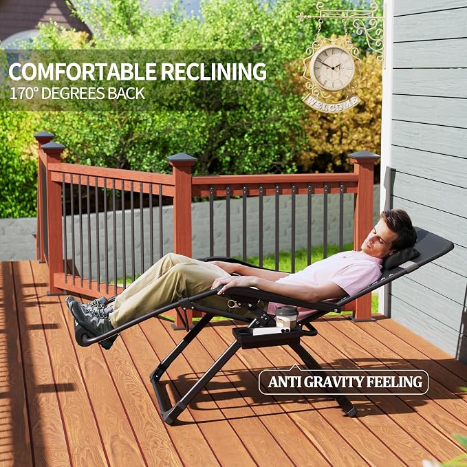 UDPATIO Oversized Zero Gravity Chair Chairs, Patio Recliner, Foldable Heavy - Image 6