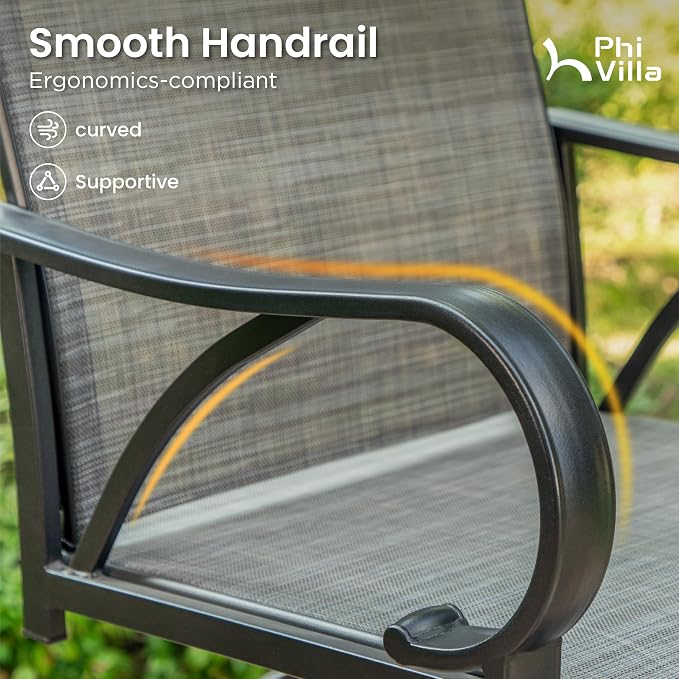 PHI VILLA 5 Piece Outdoor Bar Set, High Top Patio Table and Chairs - Image 6