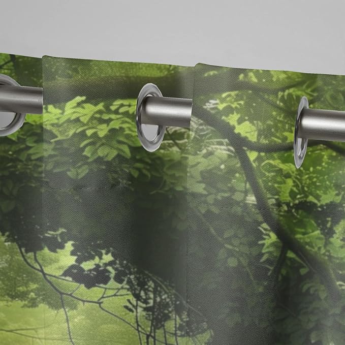 Nature Theme Waterproof Indoor/Outdoor Curtains, Forest Pattern, Waterproof - Image 4