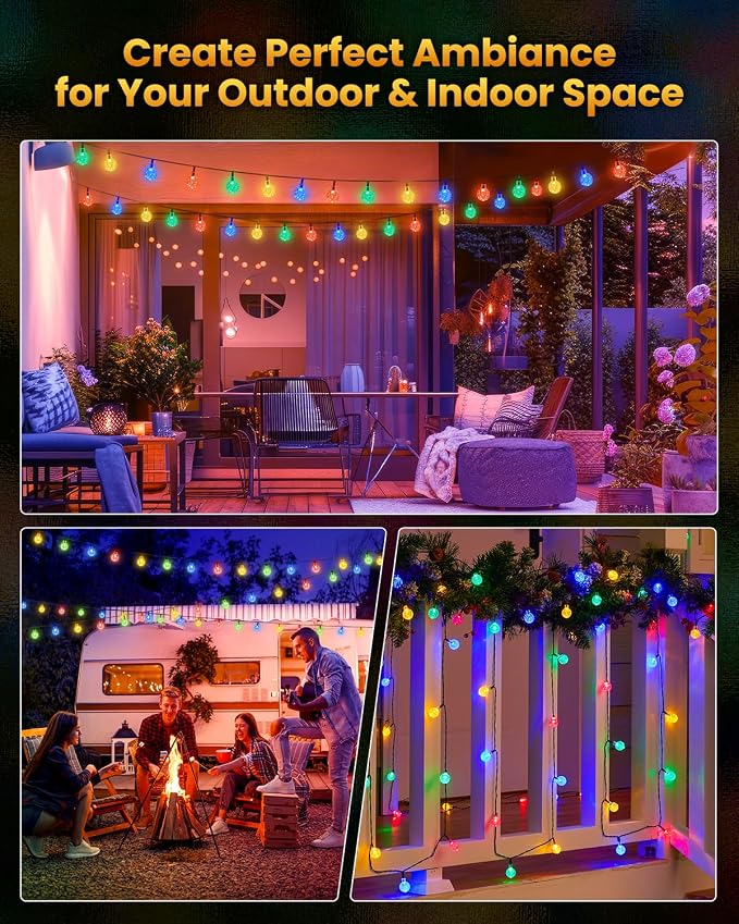 Brightown Solar String Lights Outdoor 60 Led 35.6 Feet Crystal Globe Lights - Image 5