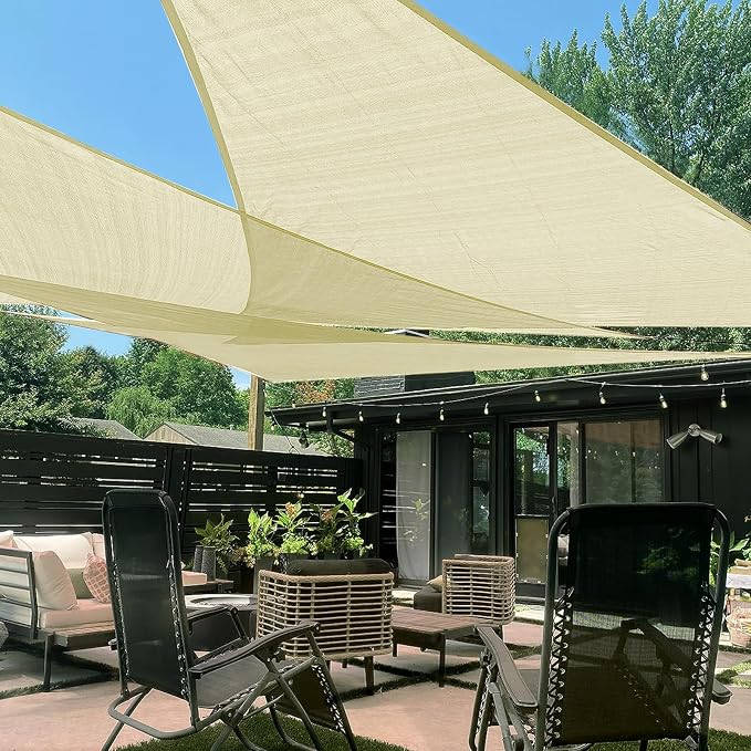 LOVE STORY Custom Size 10'x18'x20.6' Butter Cream Sun Shade Sail Right Triangle by LOVESTORY