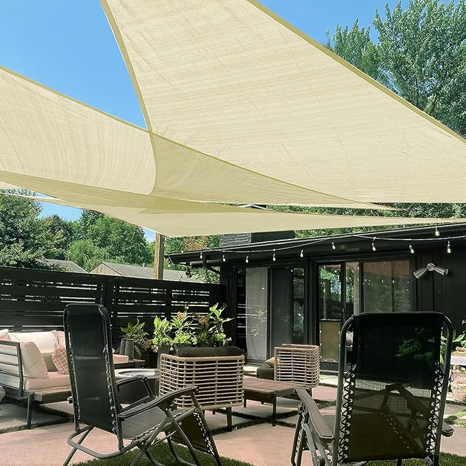 LOVE STORY Custom Size 7'x7'x7' Butter Cream Sun Shade Sail Triangle Sunhsade by LOVESTORY