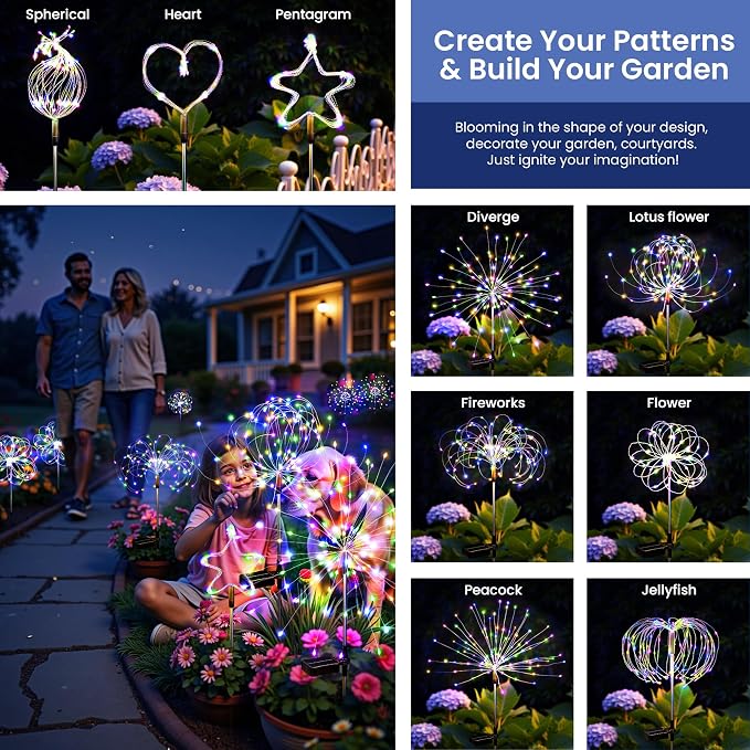 Solar Lights Outdoor, 120LED 8pack Fairy Garden Lights Decor - Image 5