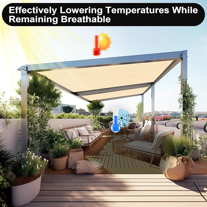 Artpuch 90% Sun Shade Cloth, 8 x 10 FT Pergola Shade Cover Canopy - Image 6