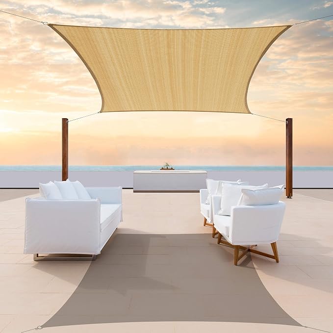 ColourTree TAPR1616 Custom Size 8' x 9' Sand Beige Sun Shade Sail Canopy UV by ColourTree
