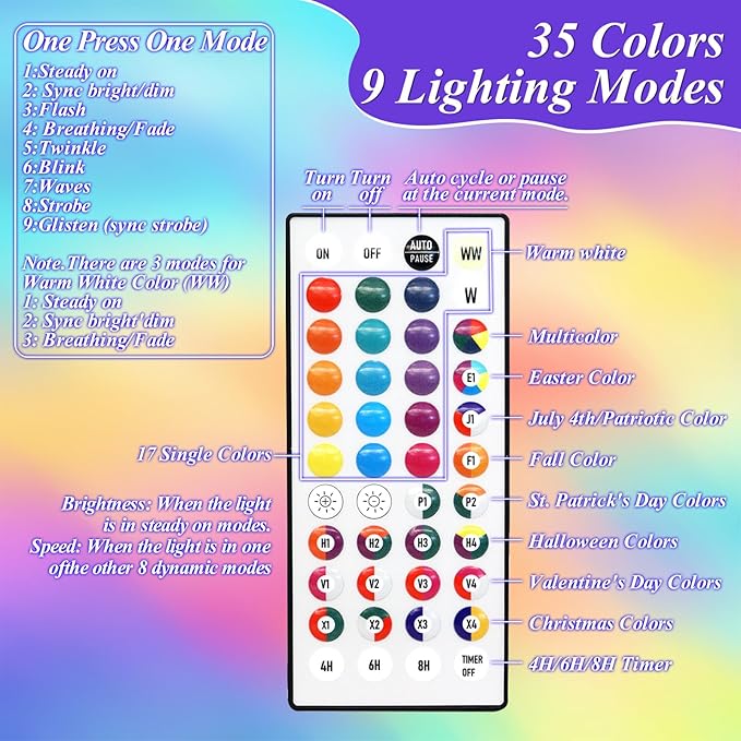 Indoor/Outdoor String Lights, 164FT 500 LED RGB Color Changing