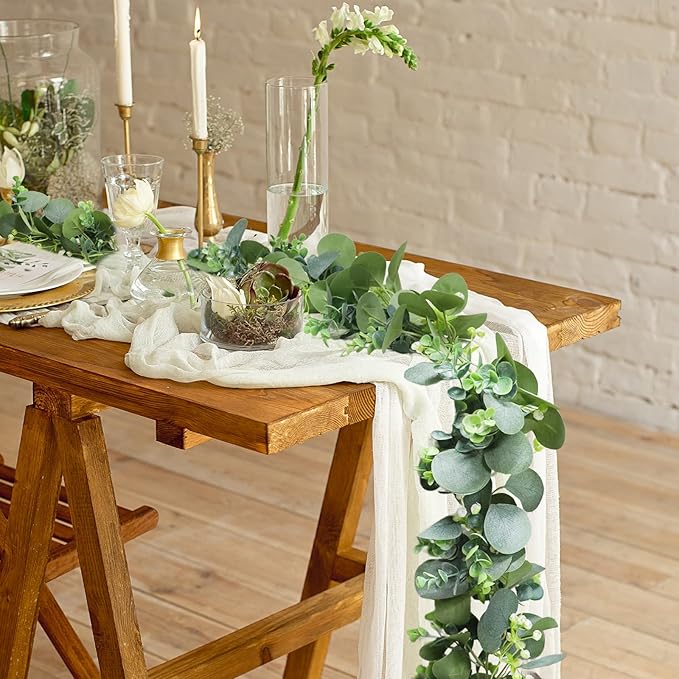 Artificial Eucalyptus Garland, 2-Pack, 5.9 Ft Green Faux Greenery