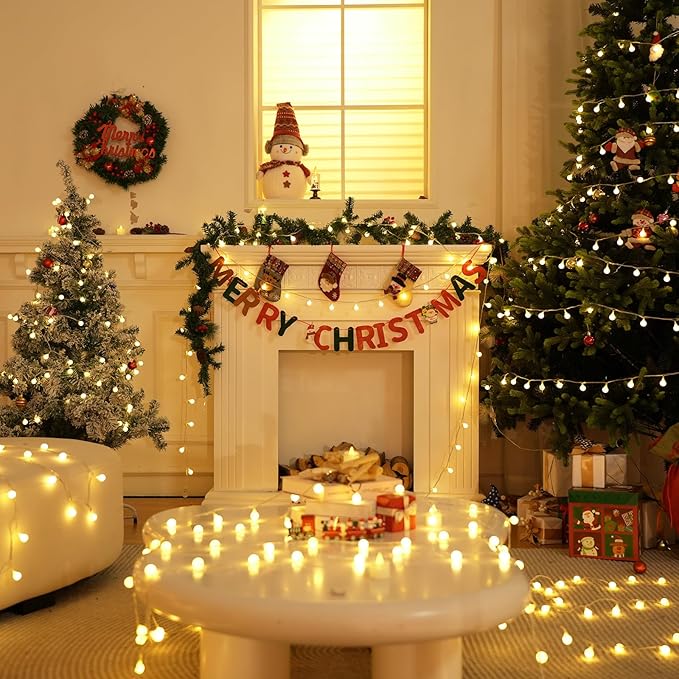 String Lights 108ft Warm White LED Globe, Connectable Indoor Outdoor