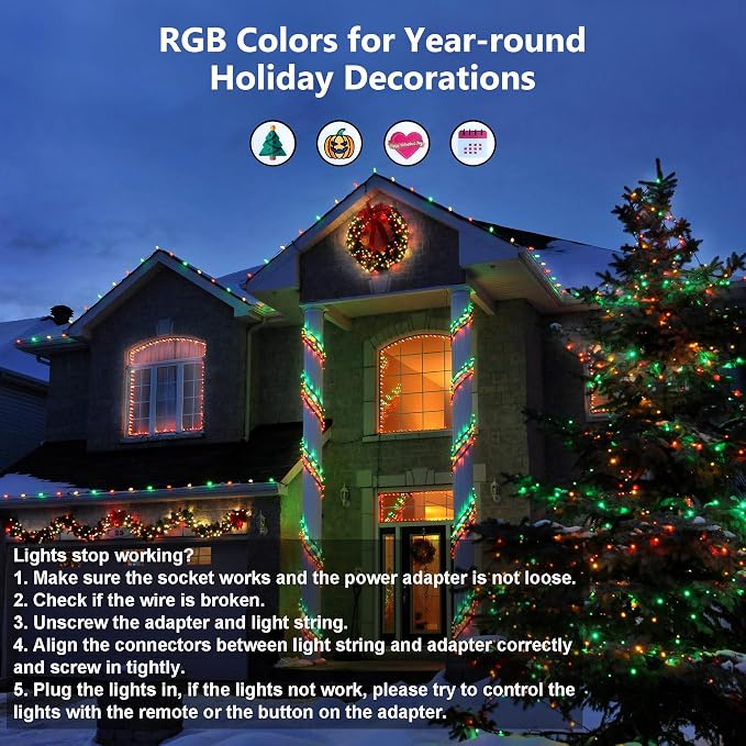 Brizled RGB Christmas Lights, 164ft 500 LED Color Changing String Lights - Image 3