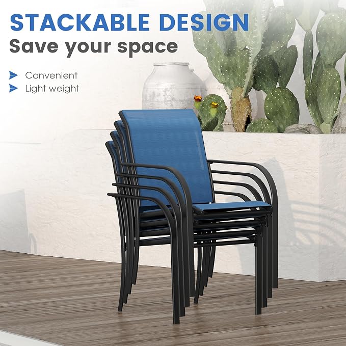 VICLLAX Patio Dining Set for 4, Alll Weather Metal Outdoor Furniture Set - Image 4