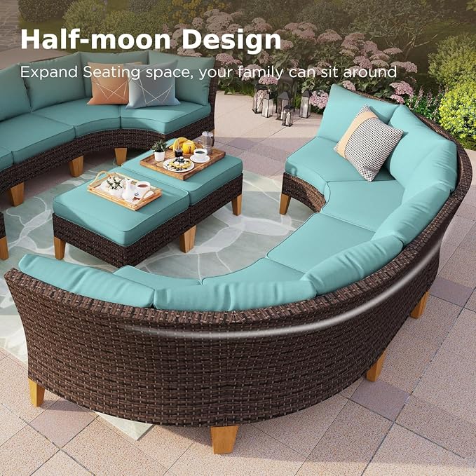 PHI VILLA 7-Piece Half Moon Patio Furniture Set - Image 3