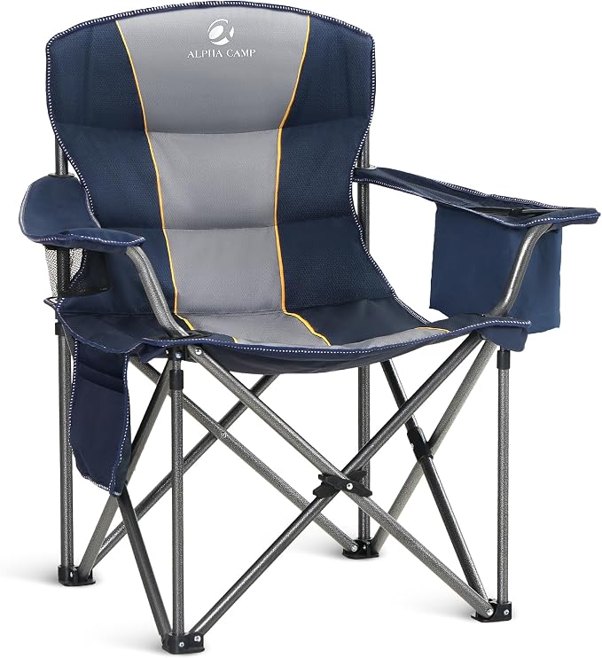 ALPHA CAMP Heavy Duty Camping Chair 500LBS Capacity, Oversized Folding Chair by ALPHACAMP