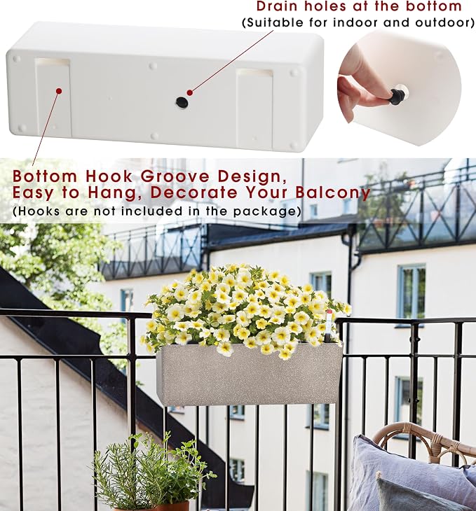 GardenBasix Elongated Self Watering Planter Pots Window Box 5.5 x 16 inch - Image 5