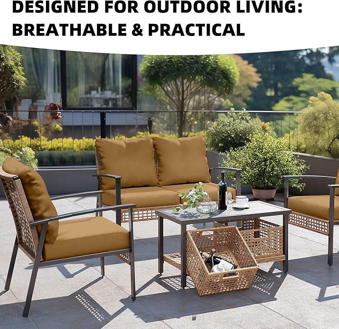 Cushion Covers, 8 Pack, Camel Stretch Slipcovers for Patio Furniture