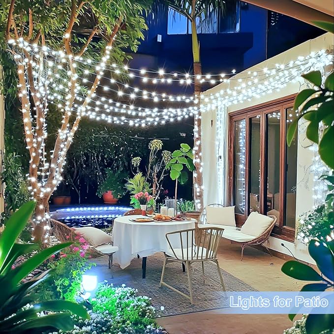 String Lights, 800 White LED Christmas Lights with Remote and Timer