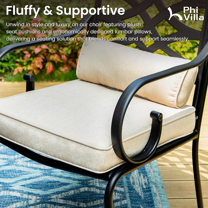PHI VILLA 7 Pcs Patio Dining Sets, Outdoor Table Chair Set - Image 7