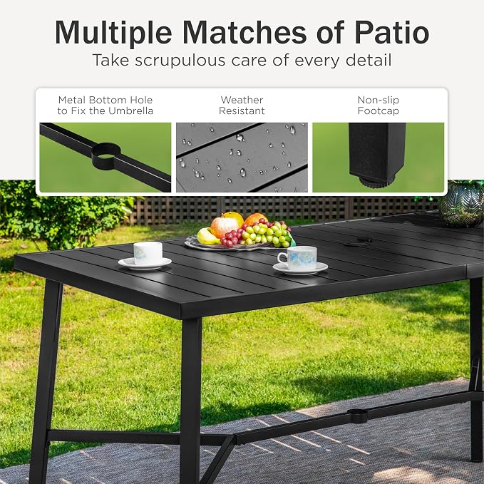 PHI VILLA 7 Piece Outdoor Bar Set, Counter Height Patio Bar Furniture Rectangle - Image 6
