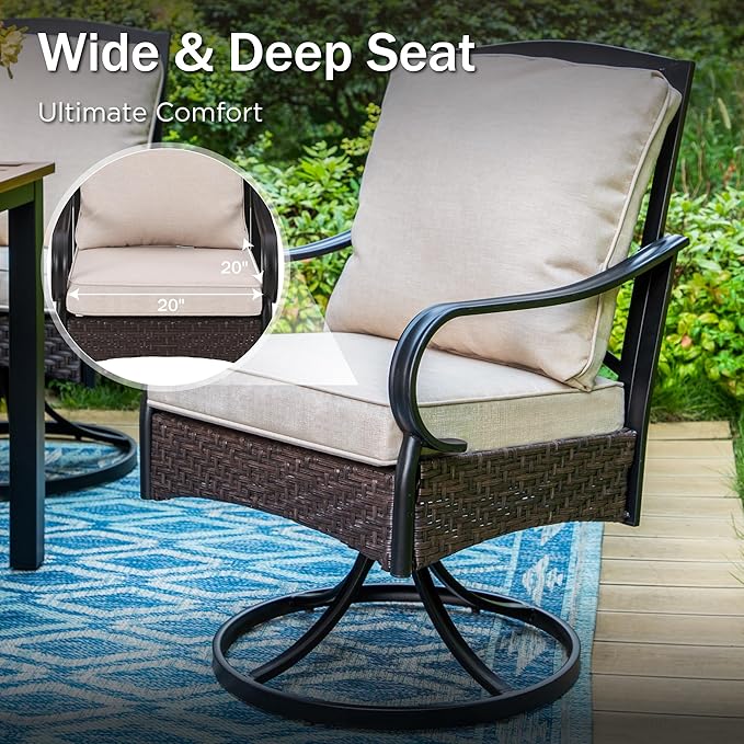 PHI VILLA Outdoor Dining Set for 6, All-Weather Patio Table and Chairs Set for 6 - Image 7