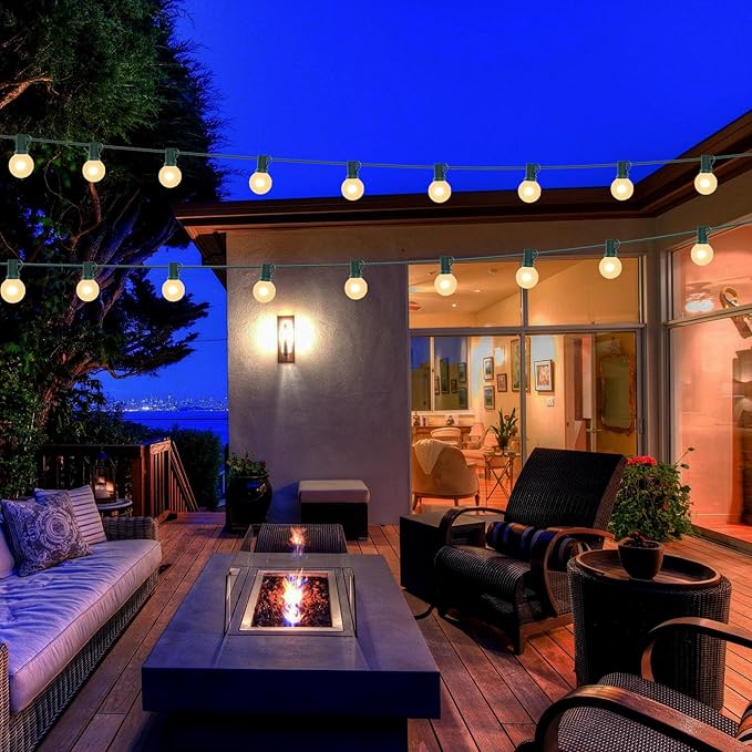 String Lights, 25 FT Outdoor G40 Globe with Green Wire