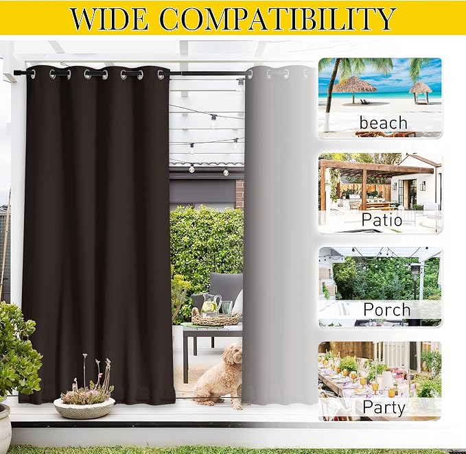 NICETOWN 2 Panels Weighted Outdoor Curtains - Image 7
