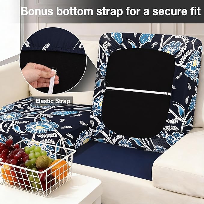 Outdoor Cushion Covers, 8-Piece Bluebell Stretch Set for Patio Chairs
