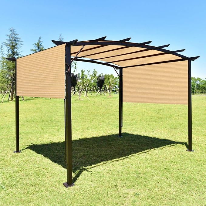 Eden's Decor Straight Flat-Edged Sun Shade Sail Rectangular 10' x 11' Beige - Image 5