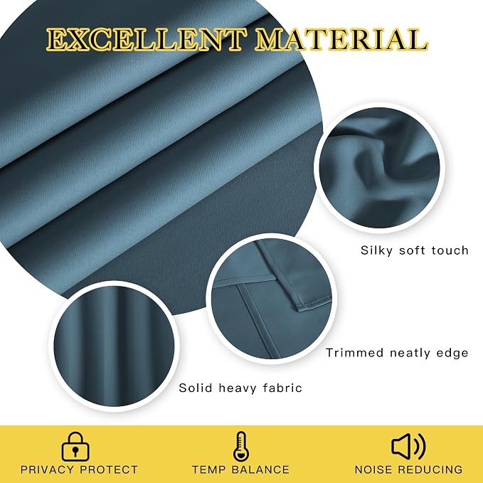 NICETOWN Smoky Blue Blackout Curtains - Image 2