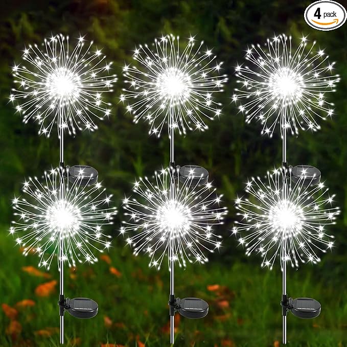 Solar Garden Lights Outdoor, 6 Pack 120 LED Twinkling Firework Lights Decorative by Yaafen