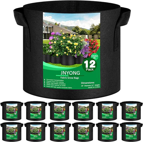 12-Pack 10 Gallon Thickened Non-Woven Grow Bags, Aeration Fabric Pots by JNYONG