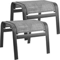Outdoor Patio Ottoman Seat Textilene Portable Metal Footstool Portable Footrest by Deugold