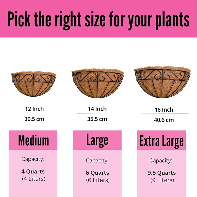 LaLaGreen Wall Hanging Planter, 2 Pack, 12 Inch Wall Mounted Flower Basket - Image 4