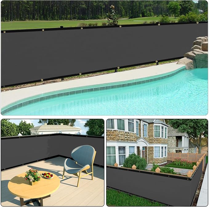 UPGRADE Privacy Fence Screen 5'x23' Dark Grey Outdoor 90% Visibility Blockage - Image 6