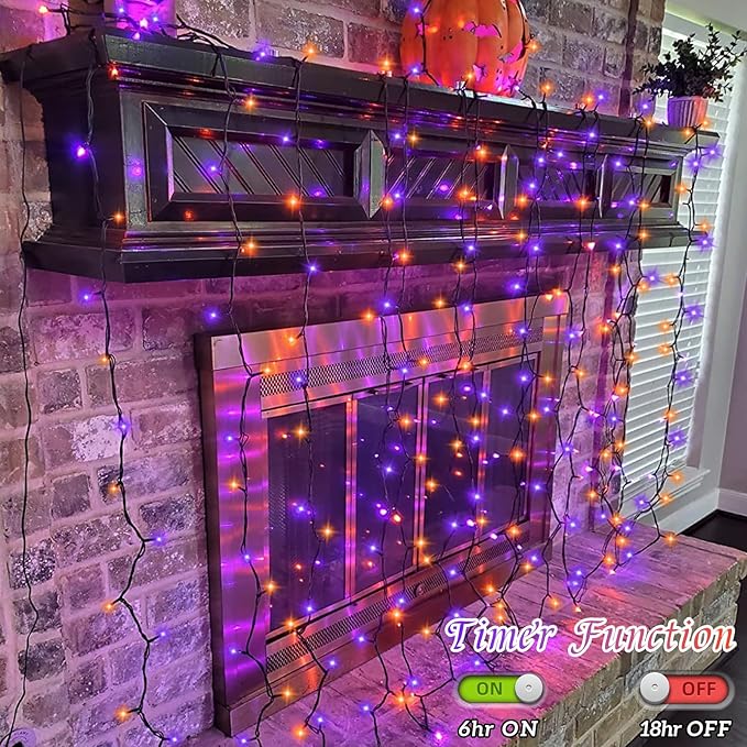 String Lights 165 ft 500 LED Orange and Purple Halloween Decor