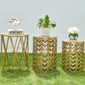 Nesting Side Table Set of 3 Decorative Round Garden Stools by HFHOME