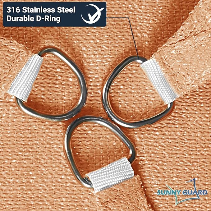 SUNNY GUARD Custom Size 8'x8' Peach Fuzz Sun Shade Sail Rectangle UV Block Shade - Image 6