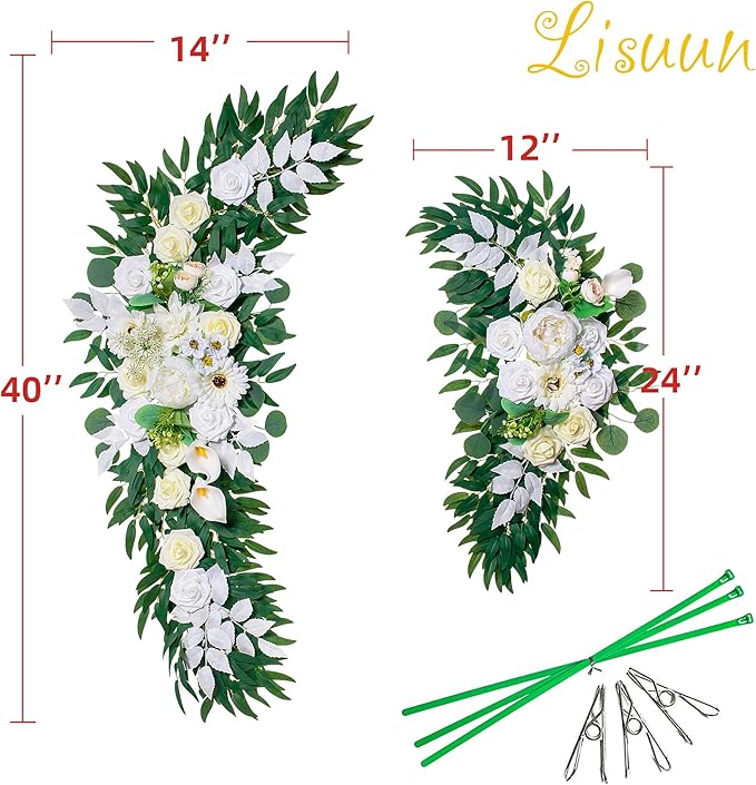 Artificial Flowers Swag Set, Ivory White Silk Wedding Arch Decor