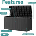 Outdoor Storage Deck Box, 100-Gallon Black Resin, Waterproof and Lockable